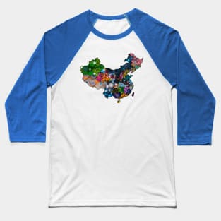 Spirograph Patterned China Counties Map Baseball T-Shirt